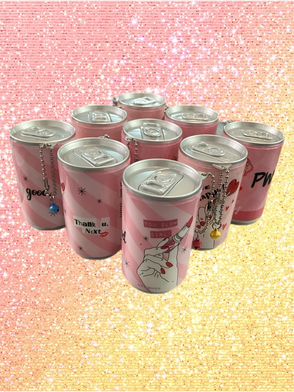 Source Unknown Pink Canister Body Oil Set with Charm Tabs